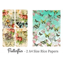 Flutterflies Pack of 2 Rice Paper A4 By Get Inspired