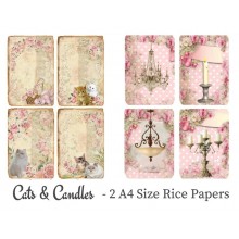 Cats & Candles Pack of 2 Rice Paper A4 By Get Inspired