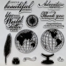Globe Feather Rubber Stamps Setsby get inspired 14x14x1cm