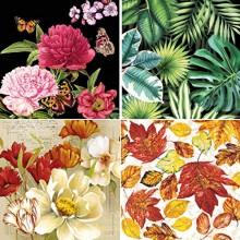 Flowers Decoupage Tissue G Pk/20 (5 Each) 33x33cms by Ambiente Luxury Papers Made in Netherlands