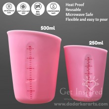 Pink Silicone Resin Measuring Cups 500ml +250ml Set By Get Inspired