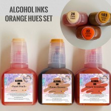 Get Inspired Alcohol Inks Pk/3 Set with Free Alcohol Blending Solution (Orange Hues Set)