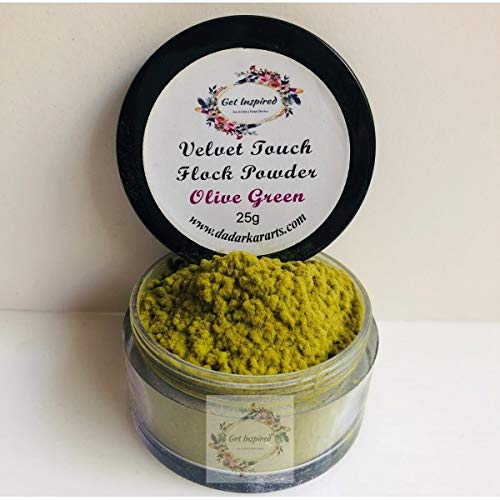 Olive Green Velvet Touch Flock Powder by Get Inspired- 25ml Jar
