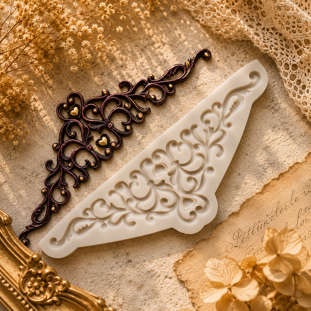 Get Inspired Love Crown Lace Border 2 Silicone Mold 8.5in x 3.5in