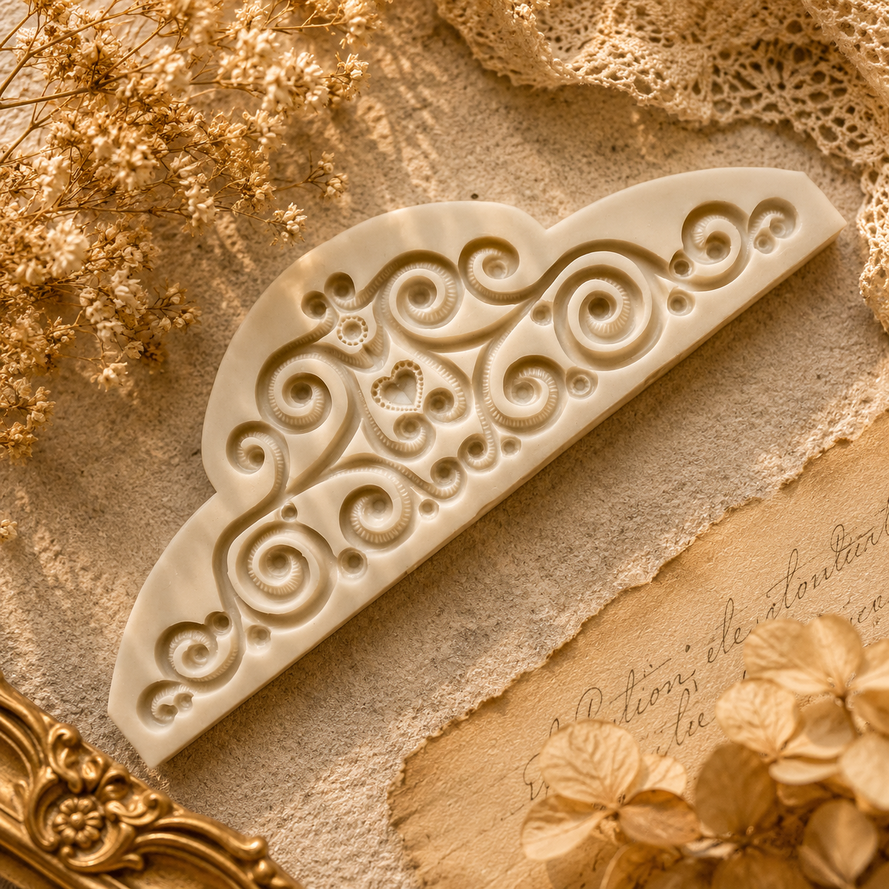 Get Inspired Crown Lace Border Silicone Mold 8.5in x 3.5in