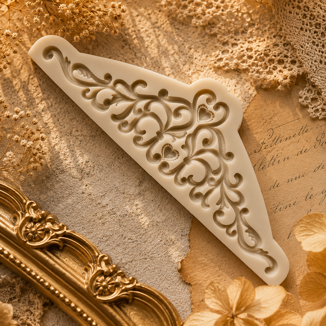 Get Inspired Love Crown Lace Border 2 Silicone Mold 8.5in x 3.5in