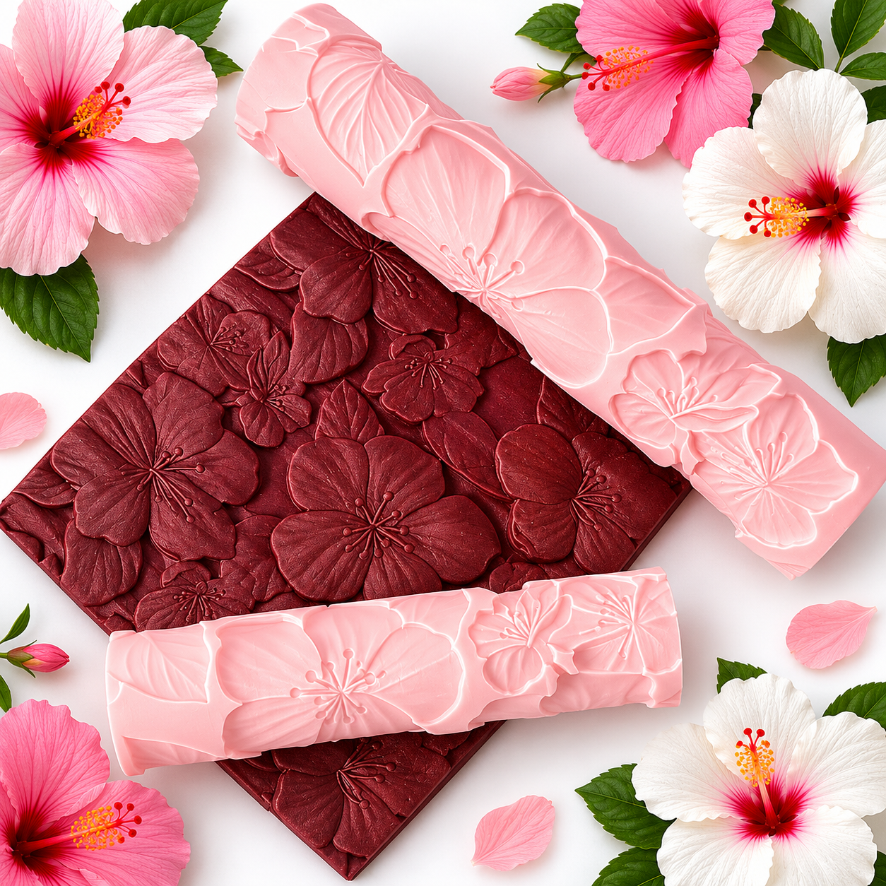 Hibiscus Texture rollerpack of 2 sets 9inch and 6 inch By Get Inspired