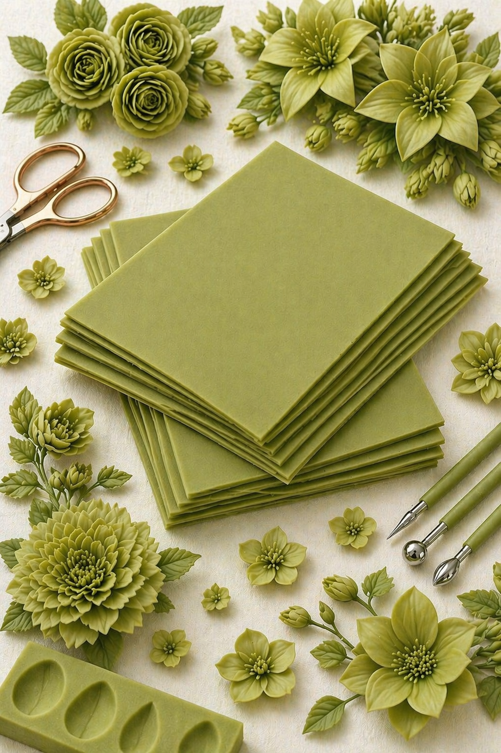 olive green Foam (0.7mm) Pack of 10 Sheets 50x50cms By Get Inspired